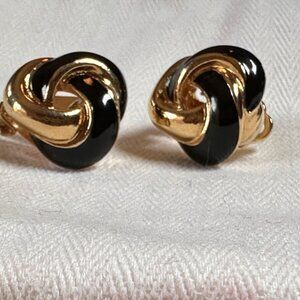 Gold Metal Givenchy Black & Gold Vintage Earrings